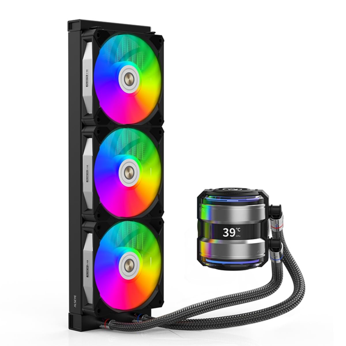 ALSEYE Infinity i360 AIO – Enfriador líquido para CPU, sistema de bombas duales, enfriador de agua de CPU con pantalla de visualización de