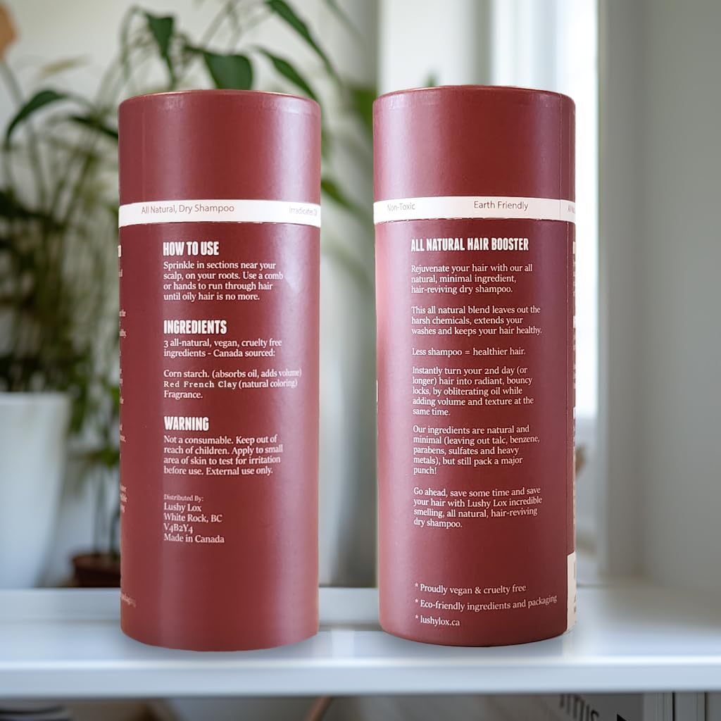 Champú seco en polvo para tonos de cabello rojo, todos los ingredientes naturales, no aerosol, no tóxico, embalaje respetuoso con la tierra