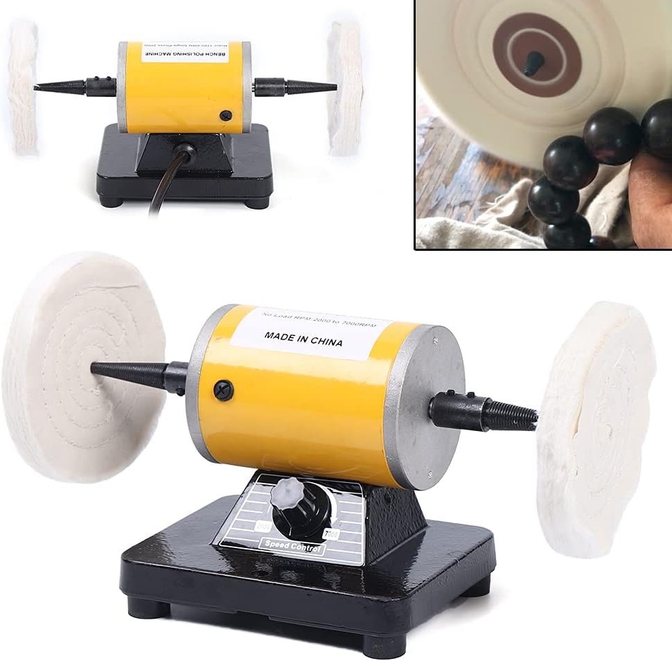 Pulidora de joyas, máquina pulidora de banco, máquina pulidora de torno con motor de 200 W con 7000 RPM, máquina pulidora de banco para joyas,