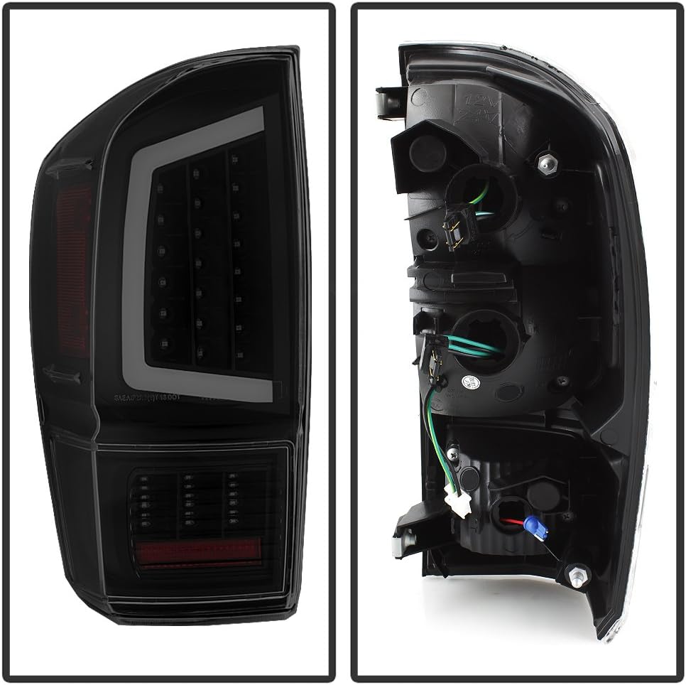 ACANII – Para Toyota Tacoma 2016-2023, tubo de luz LED completo, luces traseras ahumadas, color negro, lámparas de freno, lado del conductor y del