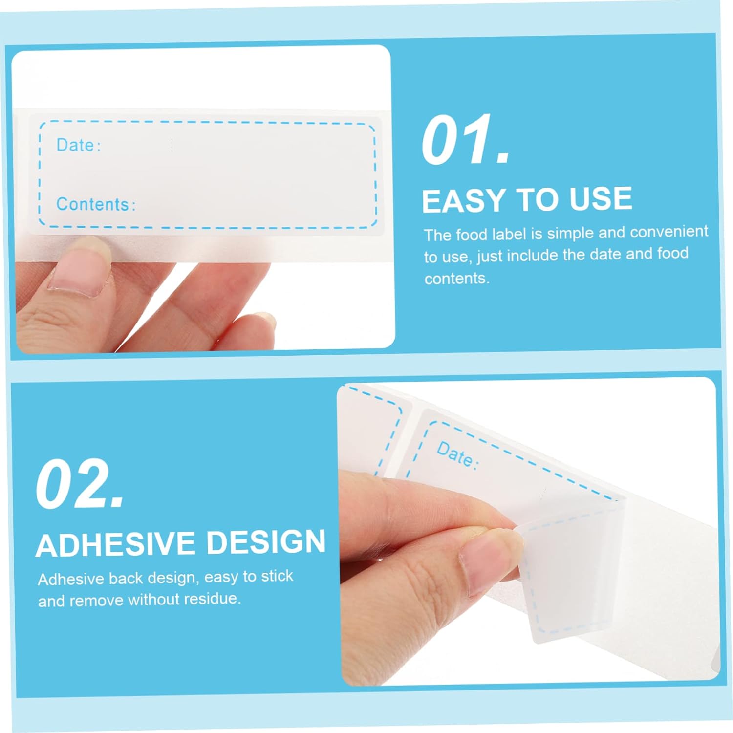 Abaodam 12 Rolls Self-Adhesive Label Dissolvable Food Labels Pantry Labels for Containers Food Date Sticker Freezer Paper Food Preparation Days