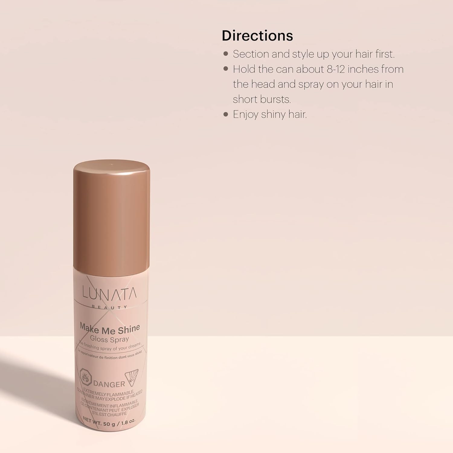 Lunata Make Me Shine – Spray de brillo para el cabello, protector de calor, tratamiento de brillo para el cuidado del cabello, protección del