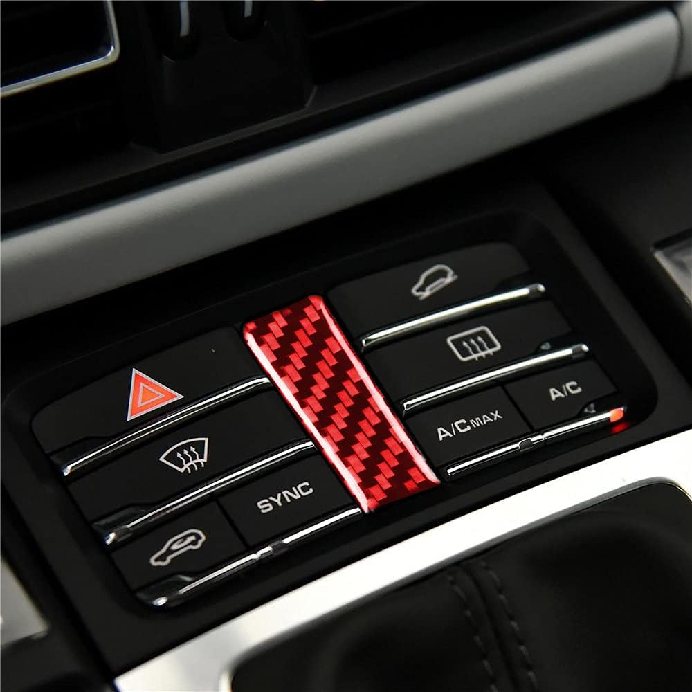SYLALE 6 piezas de consola central de fibra de carbono real, caja de cambios, panel de ajuste para Porsche Macan 2014-2021 accesorios interiores de