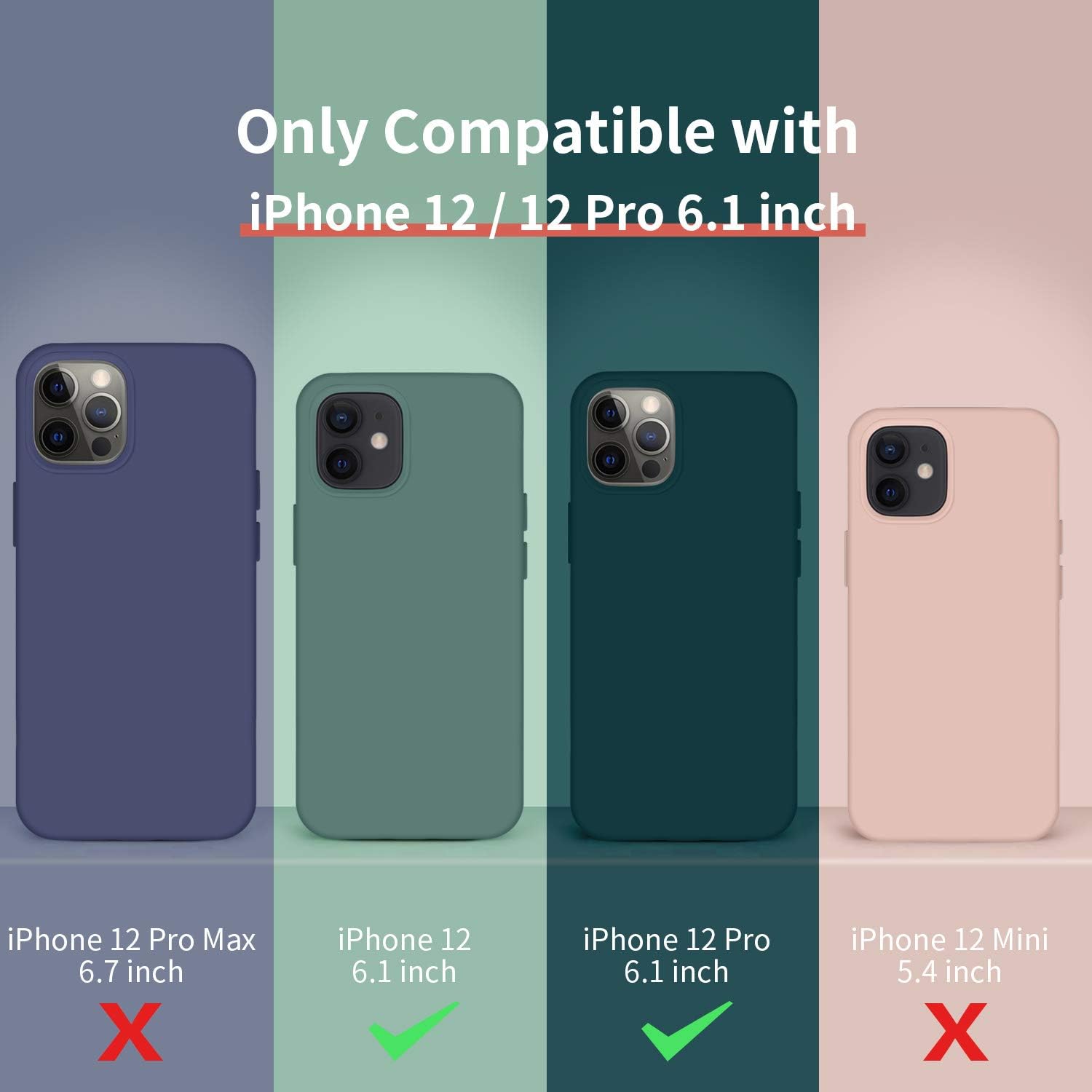 Cordking Funda diseñada para iPhone 12, diseñada para iPhone 12 Pro, funda de silicona a prueba de golpes con forro de microfibra suave antiarañazos