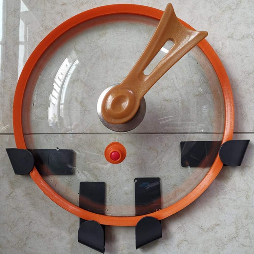 Yosoo 6 soportes para tapa de olla, acero inoxidable, montado en la pared, sin perforaciones, para el hogar, para colocar en la pared, para