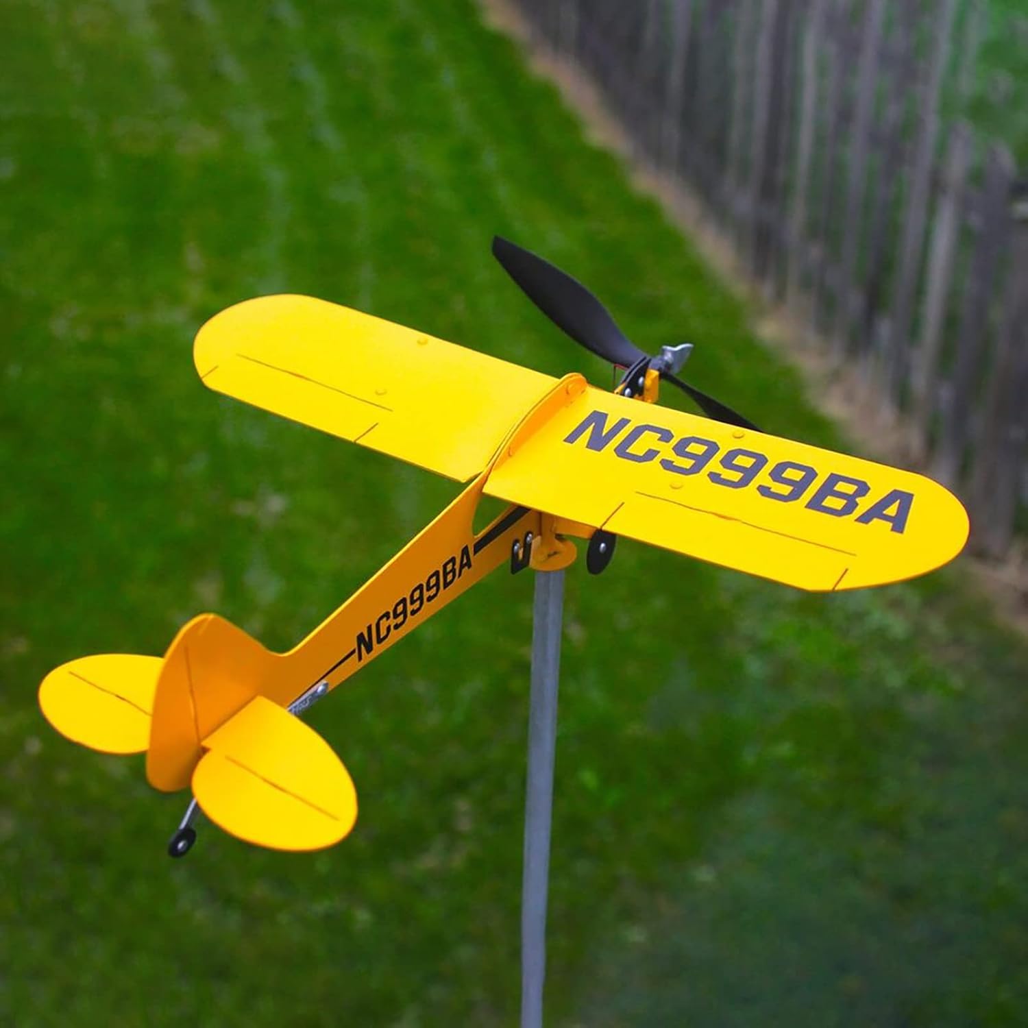 Piper J3 Cub – Veleta de viento de avión, molino de viento de metal, molino de viento de metal, molino de viento de jardín, veleta para jardín,