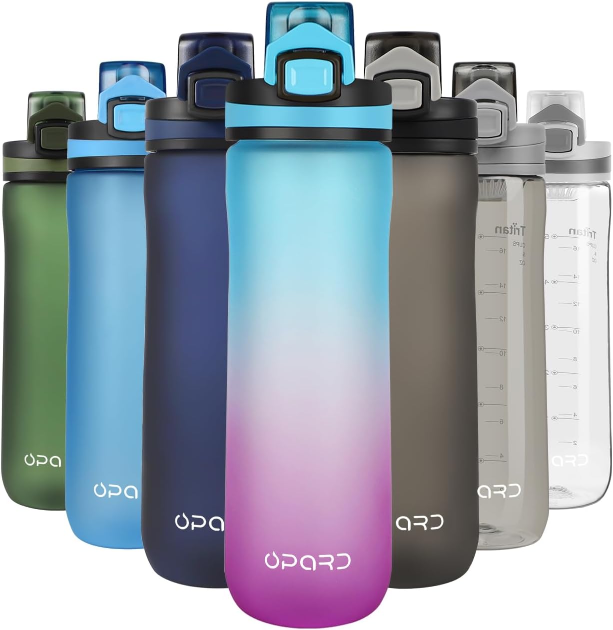Opard – Botellas deportivas para agua, de 20onzas, sin bisfenol A (BPA), a prueba de fugas, de plástico tritán con tapa abatible