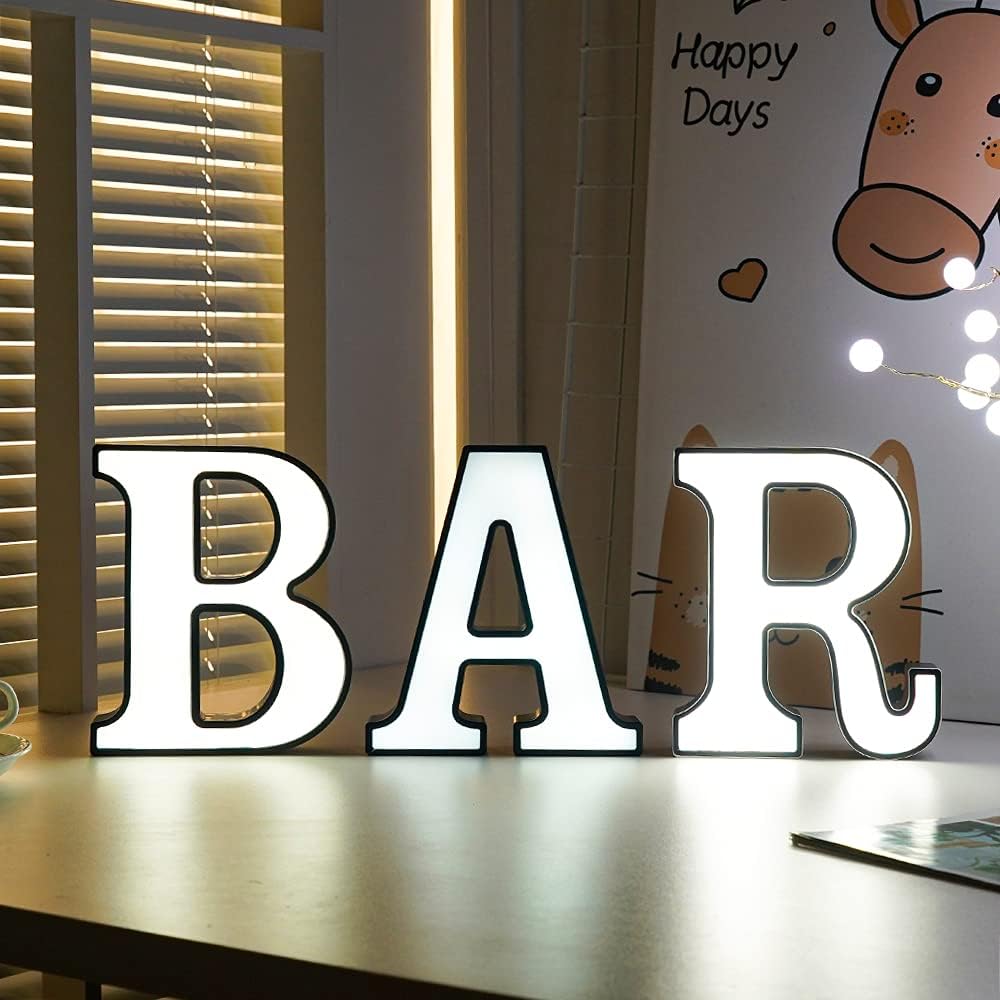 Letras con luces LED de marquesina, letreros con luces de marquesina, interfaz de CC doble, conexión de múltiples letras, 26 letreros del alfabeto