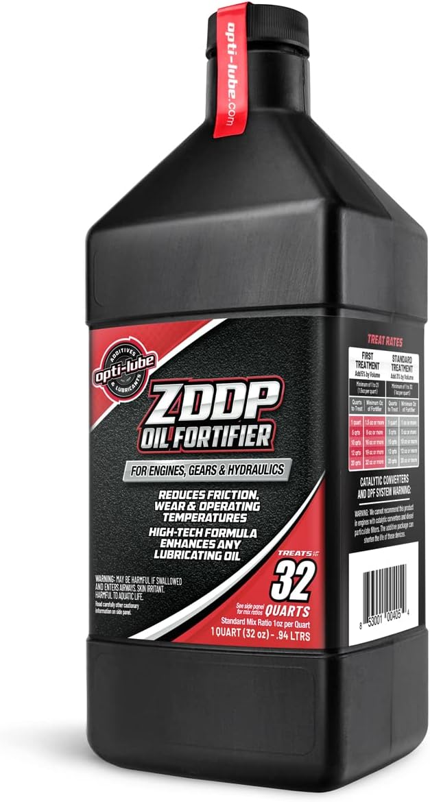 Fortificador de aceite Opti-Lube con ZDDP (Zinc) cuarto de galón (1 cuarto de galón (32 cuartos de aceite))