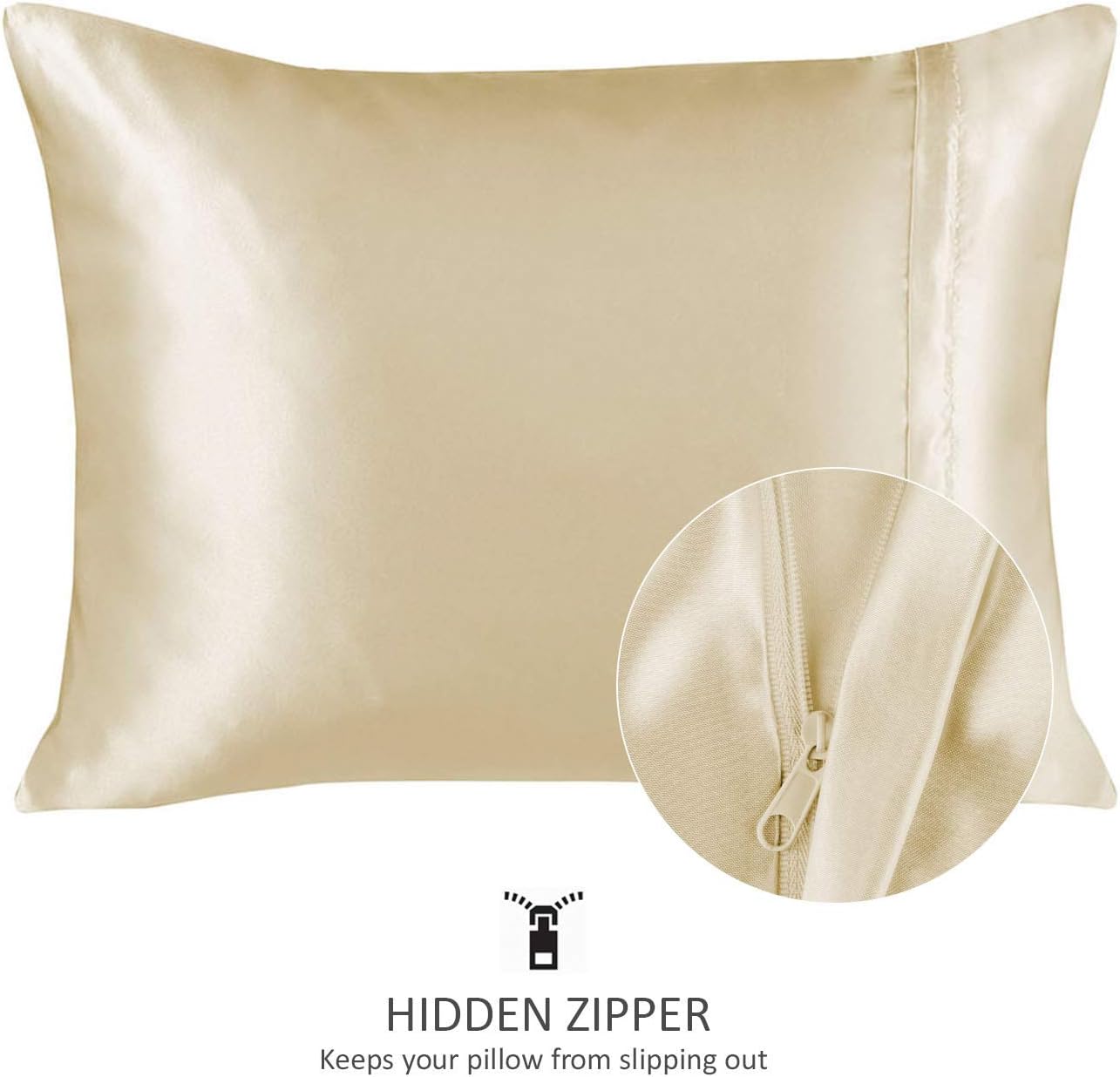 ShopBedding – Lujosa funda de almohada de satén para el cabello, 2 unidades, satinada, estándar, con cremallera, estampado de cebra marrón, Blissford