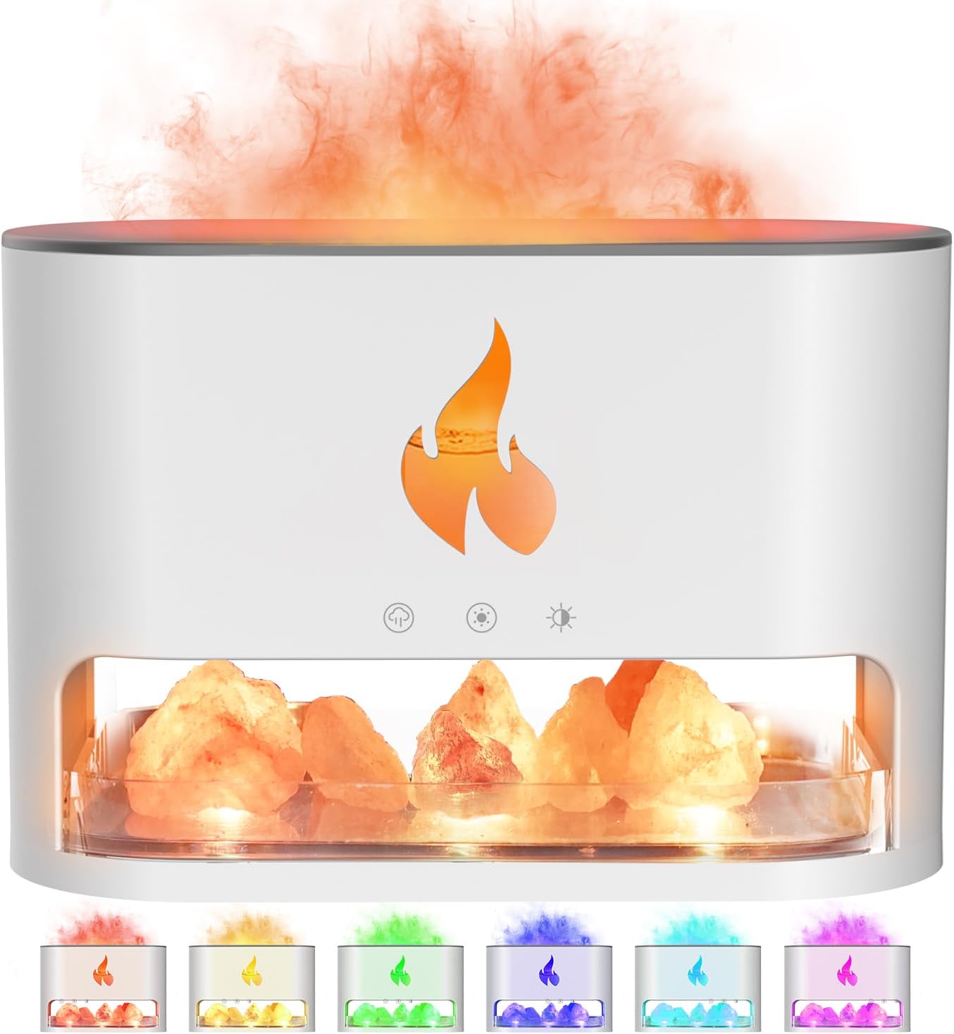 Difusor de llama para chimenea, difusor de aceite esencial de aromaterapia, difusor de lámpara de sal del Himalaya de 8.5 fl oz, humidificador