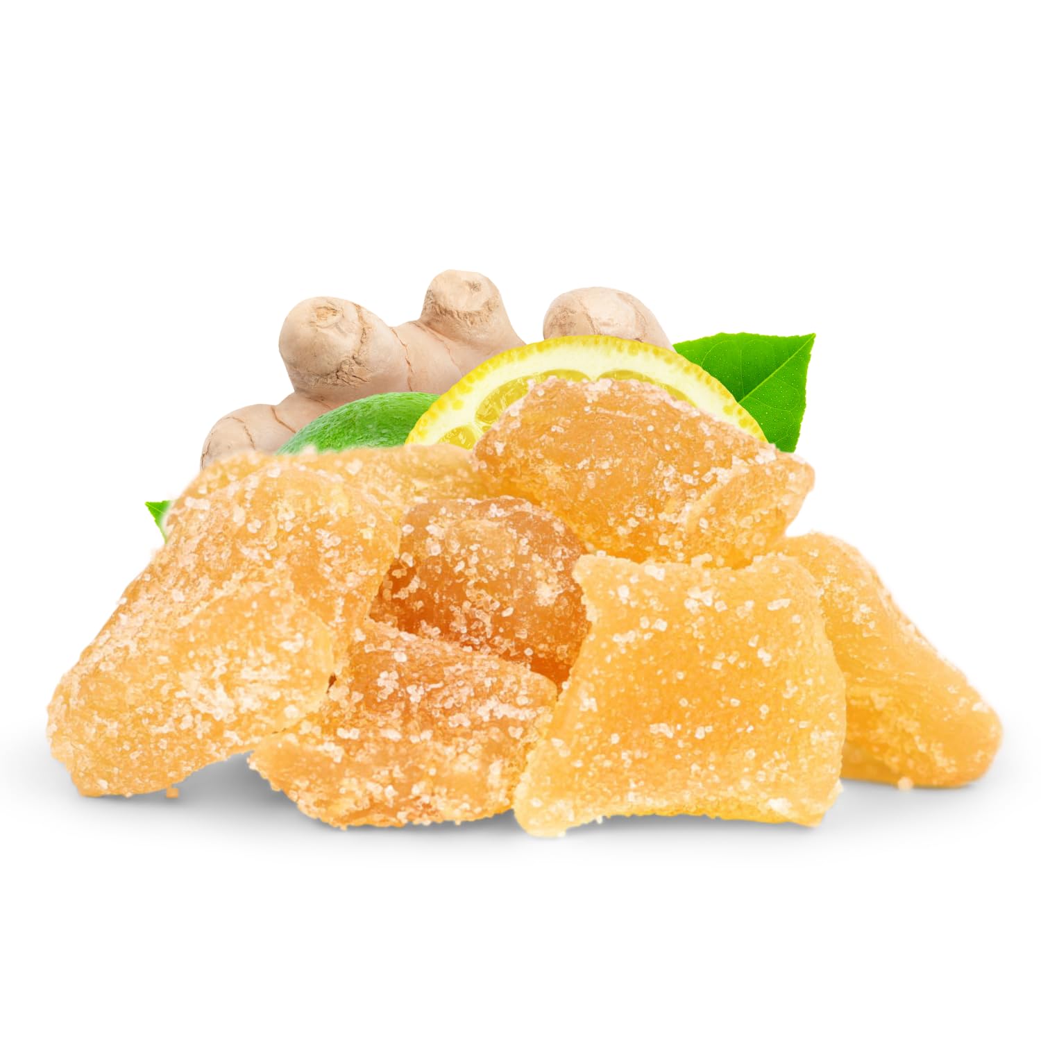 It’s Delish, trozos de jengibre cristalizados de 2 libras a granel  Caramelo natural de fruta de jengibre seco confitado, raíz de jengibre con