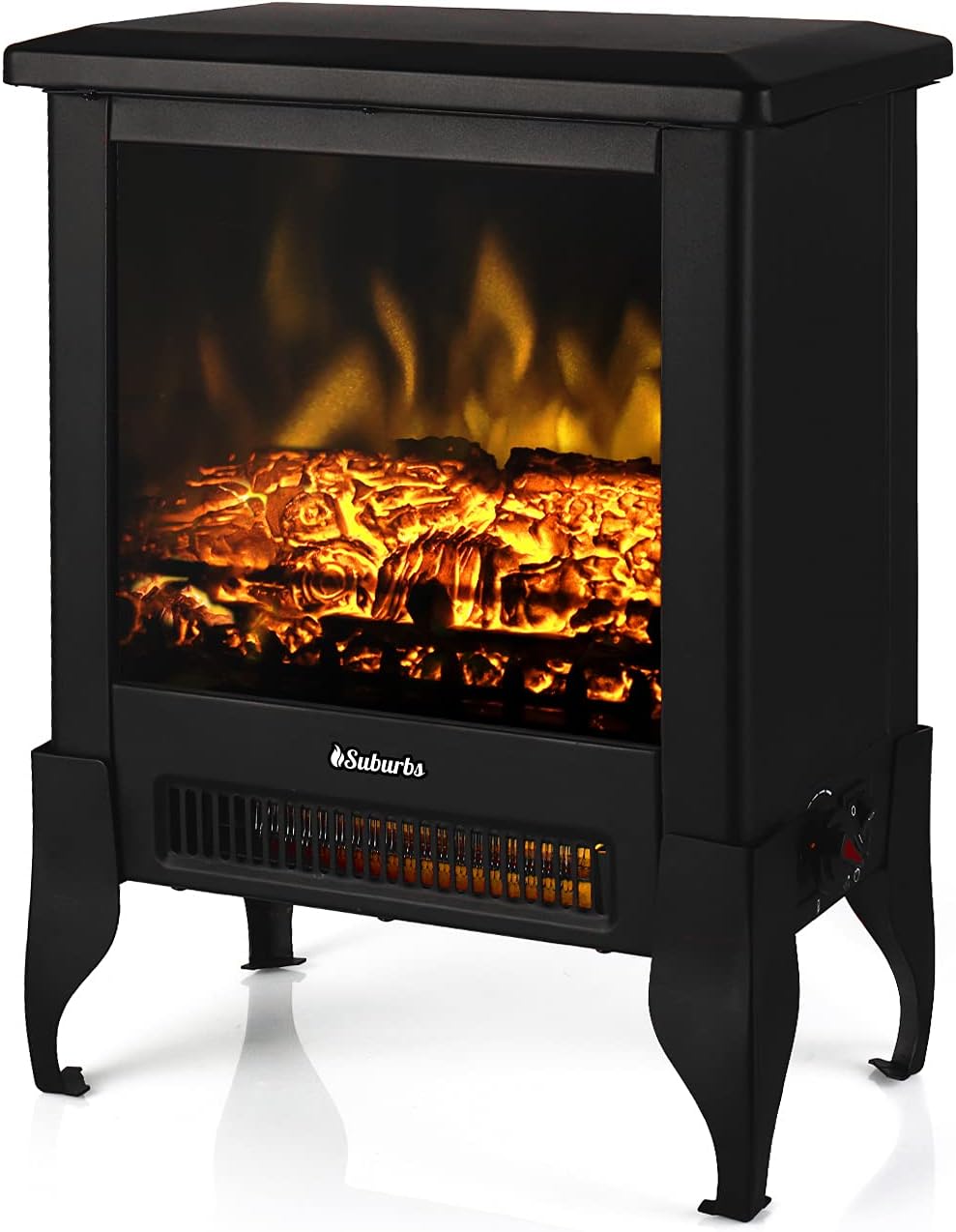 TURBRO Suburbs TS17 – Chimenea eléctrica compacta, calentador de 18 pulgadas con llama realista, certificado CSA, protección de seguridad contra