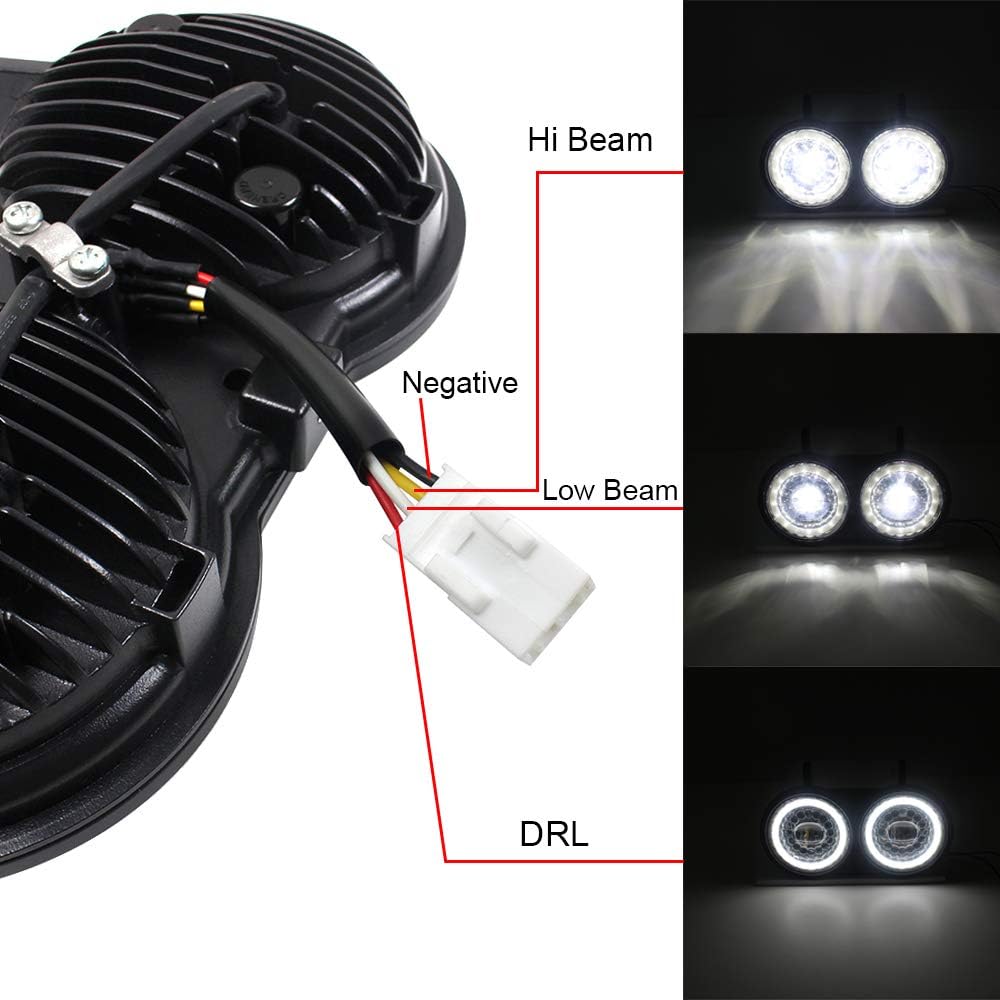 KUQIQI Buell XB – Proyector de faros delanteros LED para motocicleta, luces duales con halo blanco DRL, apto para Buell xb Modelo 2003 2004 2005