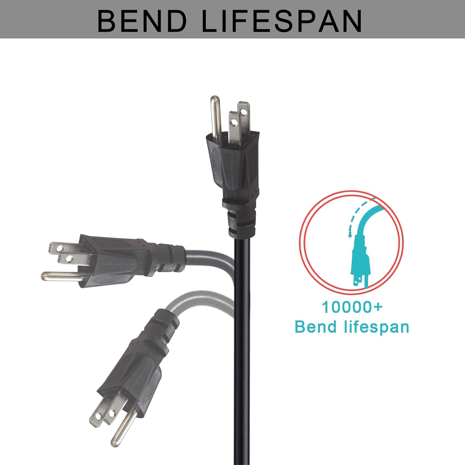 Cable de repuesto para portátil de 3 clavijas de 6 pies  Cable de alimentación de CA de Cloverleaf de 3 clavijas, cable de alimentación de CA