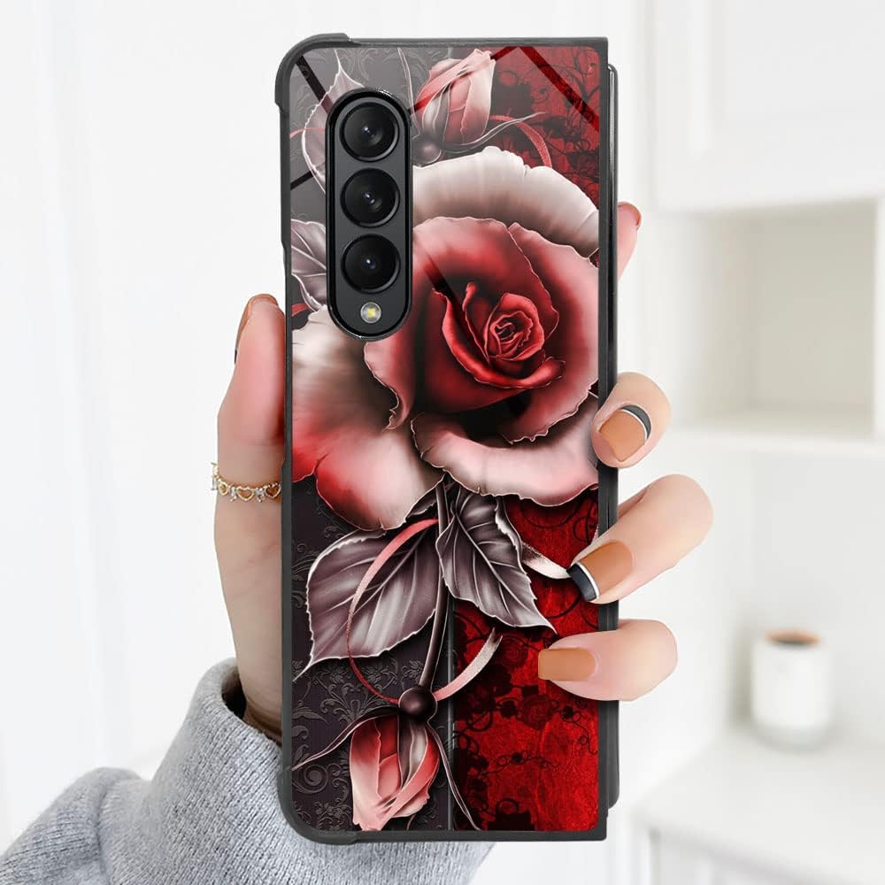 TnXee Funda compatible con Samsung Galaxy Z Fold 3 5G, bonita rosa de fantasía para hombres y mujeres, funda para Samsung Galaxy Z fold 3 5G