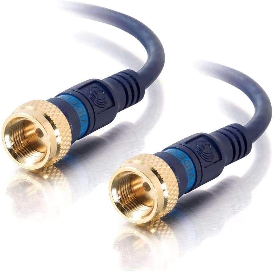 Legrand – C2G 27228 – Cable mini coaxial tipo F azul, cable coaxial de 12 pies tipo F para TV con conexiones de cable coaxial tipo F, 1 unidad, C2G