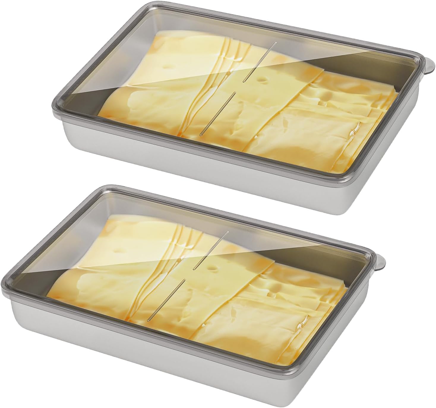 Quincry 2 recipientes de tocino para refrigerador, recipientes herméticos de acero inoxidable 304 para almacenamiento de carne de delicatessen con