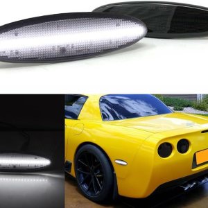 Blanco LED ahumado lente para 1997-2004 Chevrolet Corvette C5 parachoques trasero lateral Fender Marker luces de señal de giro OEM # 16523536 Blanco LED ahumado lente para 1997-2004 Chevrolet Corvette C5 parachoques trasero lateral Fender Marker luces de señal de giro OEM # 16523536