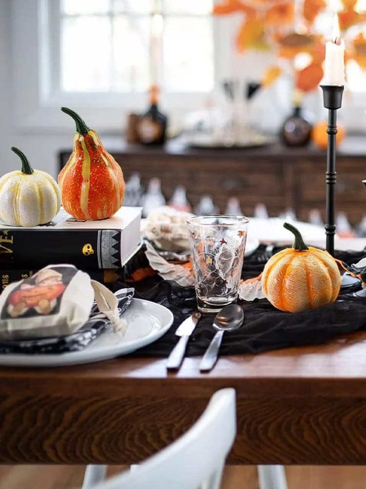 belupai Mini calabazas de espuma surtidas, calabazas falsas de simulación, pequeñas calabazas de plástico a granel para decoración de otoño,