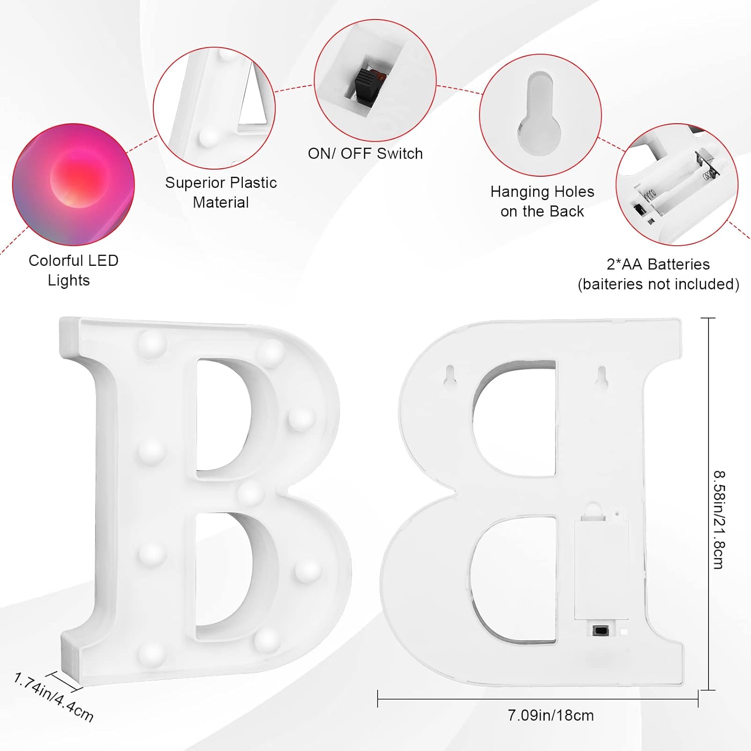 Luces LED de letras coloridas, 16 colores cambiantes, luces LED de marquesina, luces nocturnas regulables para bodas, cumpleaños, vacaciones,