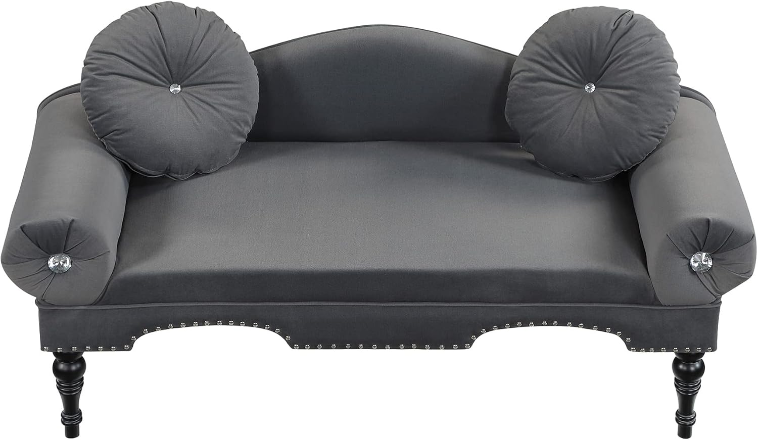 Sofá biplaza de terciopelo de 54 pulgadas, sofá tapizado de 2 plazas con 2 almohadas redondas, moderno sofá biplaza con brazo enrollado con ribete