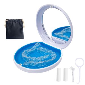 Estuche de retención, funda de alineador con espejo, soporte de retención redondo con herramienta de extracción de alineador, masticar y cepillo, Estuche de retención, funda de alineador con espejo, soporte de retención redondo con herramienta de extracción de alineador, masticar y cepillo,