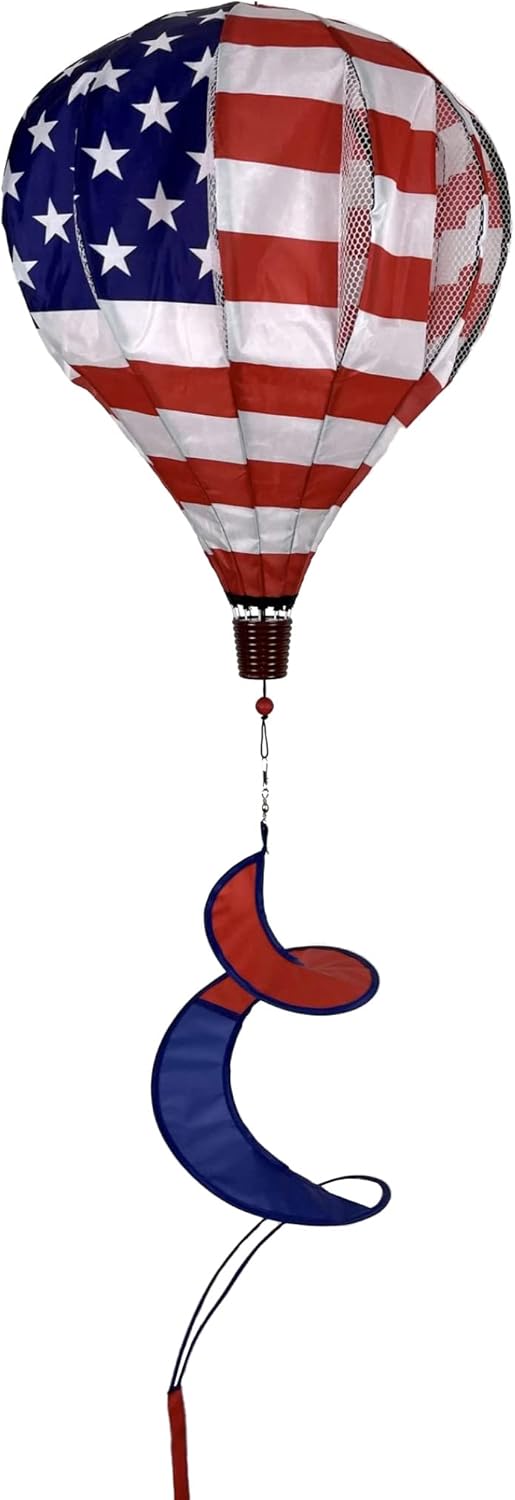 Briarwood Lane Globo de aire caliente de lujo con bandera estadounidense patriótico para todos los días, 54 pulgadas de largo