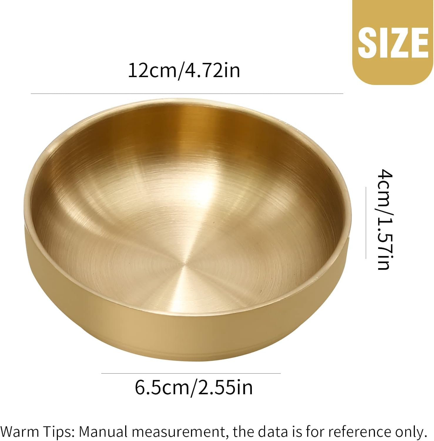 MDEOOSKY 4 platos grandes de acero inoxidable para salsa de 4.72 pulgadas, platos de doble cubierta, platos de acero inoxidable 304 para aceite,