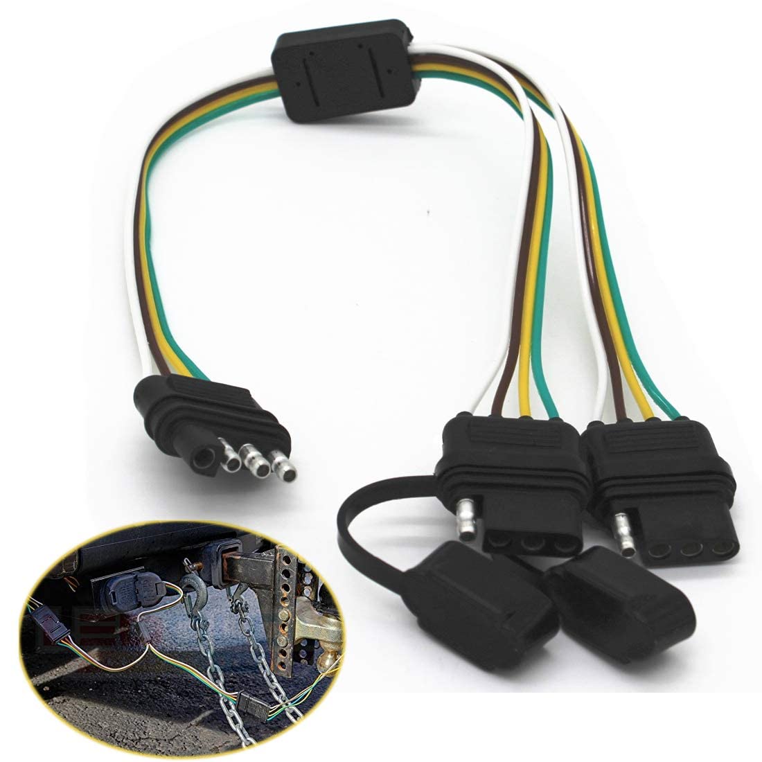 Tata.Meila Enchufe universal de 4 vías para barra de luz de portón trasero y luces de remolque, adaptador Plug & Play, arnés de extensión, enchufe