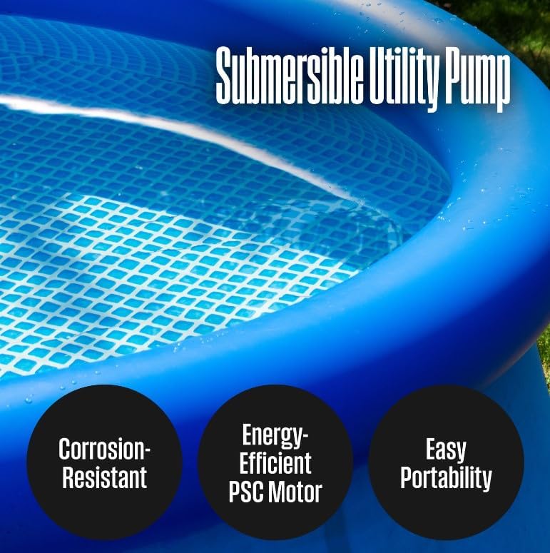 Westinghouse Bomba de agua sumergible de 14 HP Bomba de sumidero portátil eléctrica termoplástica 1500 GPH – Bomba de agua de transferencia para