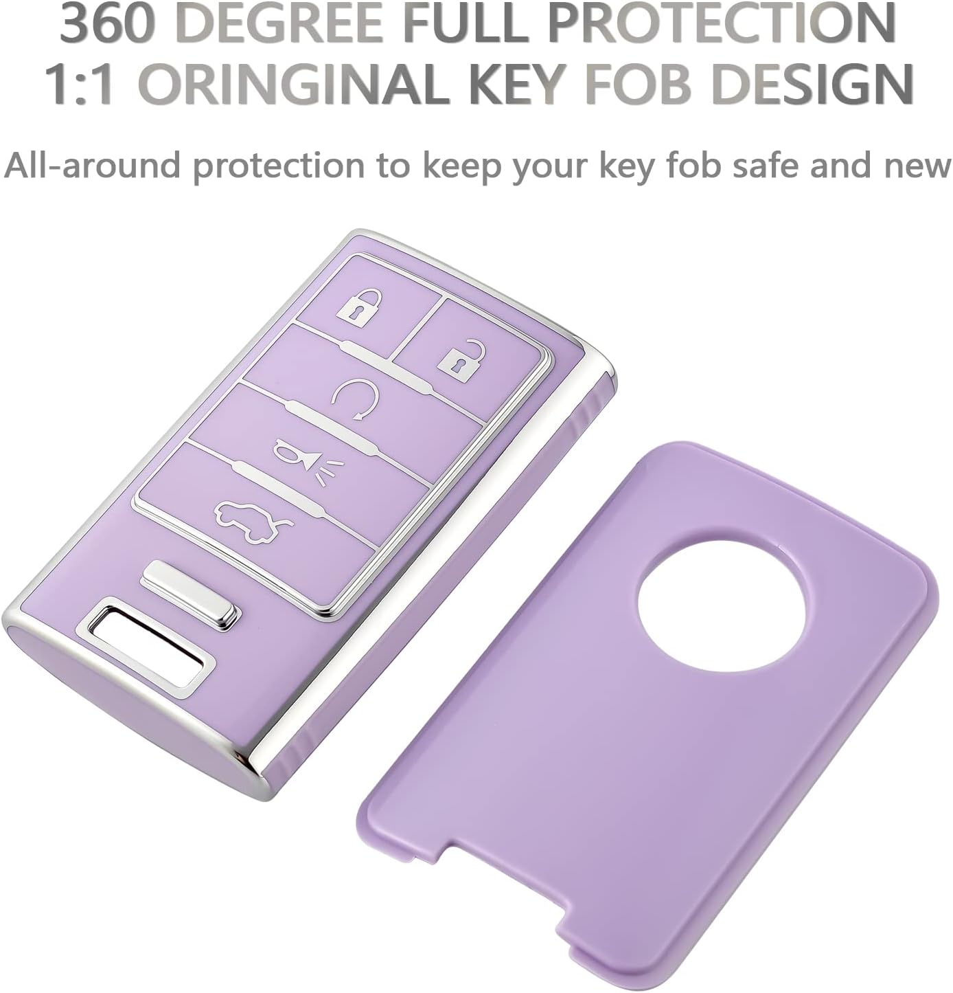 OFFCURVE Funda para llavero para Cadillac C5 y C6, Púrpura+llavero
