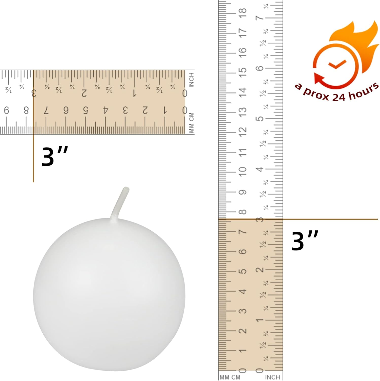 CBZ-014 – Velas de bola de 6 piezas, 3 pulgadas, blanco, 6 unidades