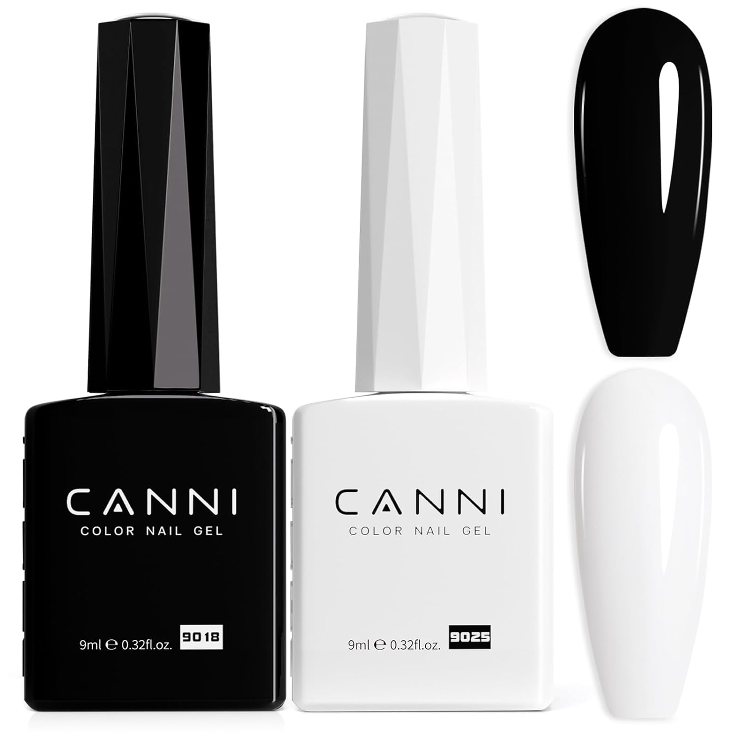 CANNI Juego de 2 esmaltes de uñas de gel blanco y negro sin hema, kit de esmalte de gel blanco y negro, kit de manicura de gel de uñas LED para
