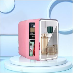 ROLTIN Mini refrigerador con luces LED, con espejo LED, mini refrigerador de maquillaje de capacidad de 8 litros, caliente y frío, refrigerador de ROLTIN Mini refrigerador con luces LED, con espejo LED, mini refrigerador de maquillaje de capacidad de 8 litros, caliente y frío, refrigerador de