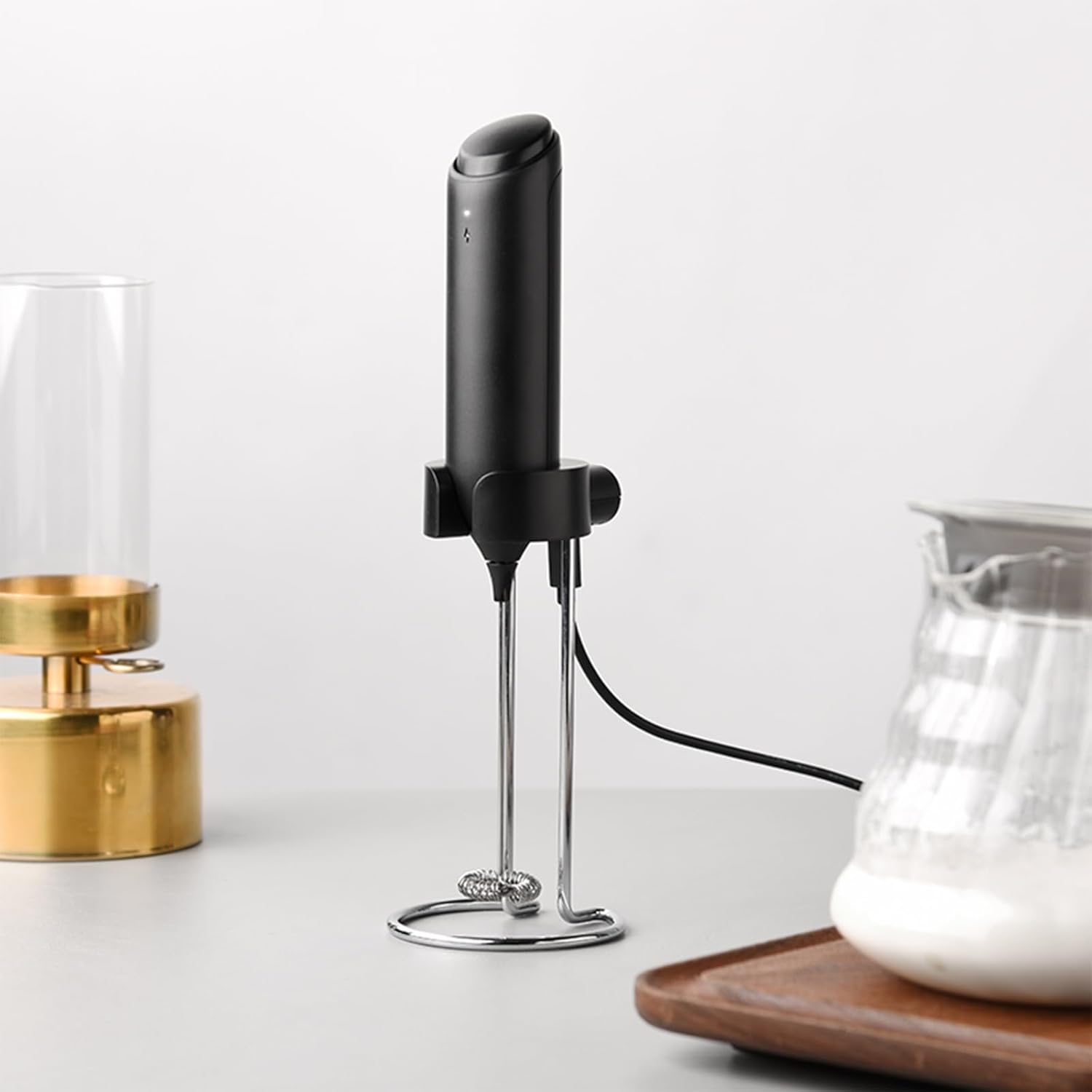 Espumador de leche de mano, espumador de leche recargable montado en la pared, espumador de leche eléctrico de mano para latte, matcha, proteína en