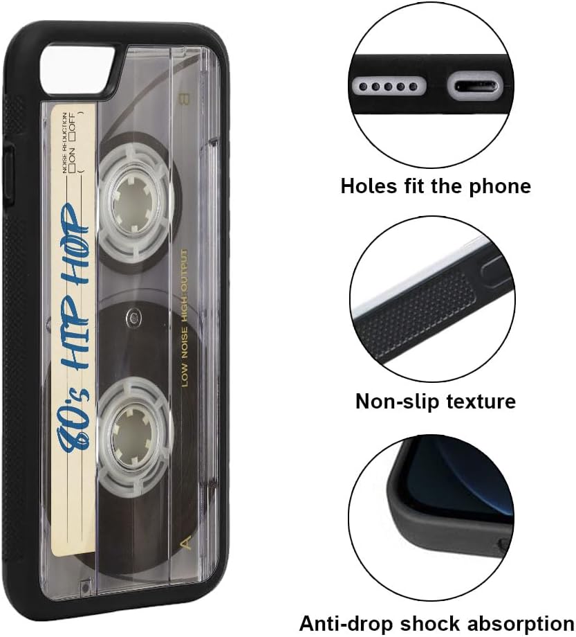 Funda protectora de goma suave antiarañazos, a prueba de golpes, compatible con Apple iPhone 78SE (2020)  SE 3 2022 de 4.7 pulgadas, cinta de casete