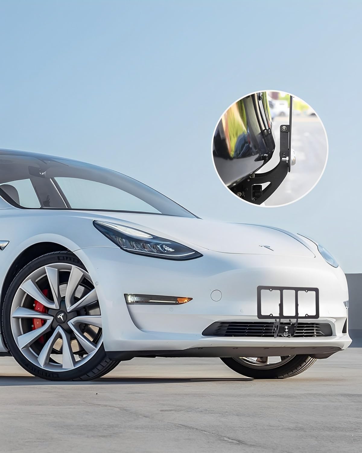 Soporte para placa de matrícula para Tesla 2017 a 2023 Modelo Y 3, soporte de marco de matrícula frontal de aleación de aluminio premium con bloqueo
