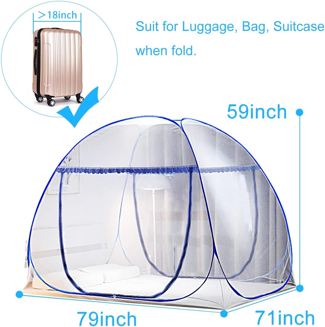 Omont Tienda de campaña de red desplegable con parte inferior, diseño plegable para dormitorio y viajes al aire libre, fácil de instalar y lavar