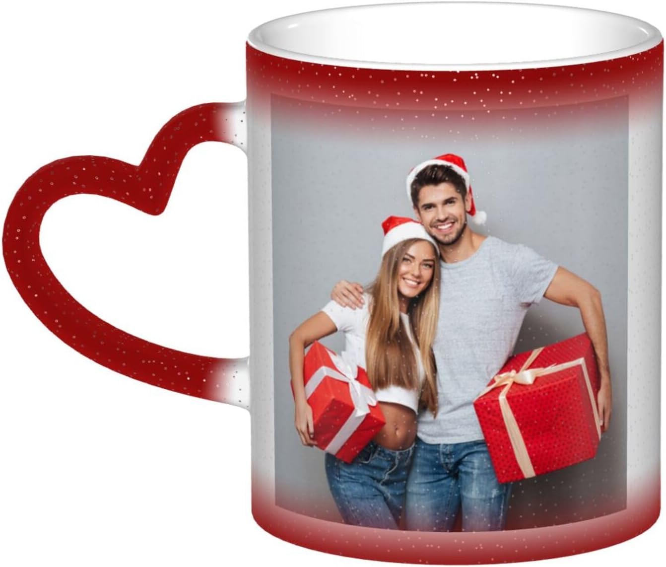 Taza mágica personalizada, taza de café con foto personalizada que cambia de color, con mango en forma de corazón, taza de cerámica, regalo para