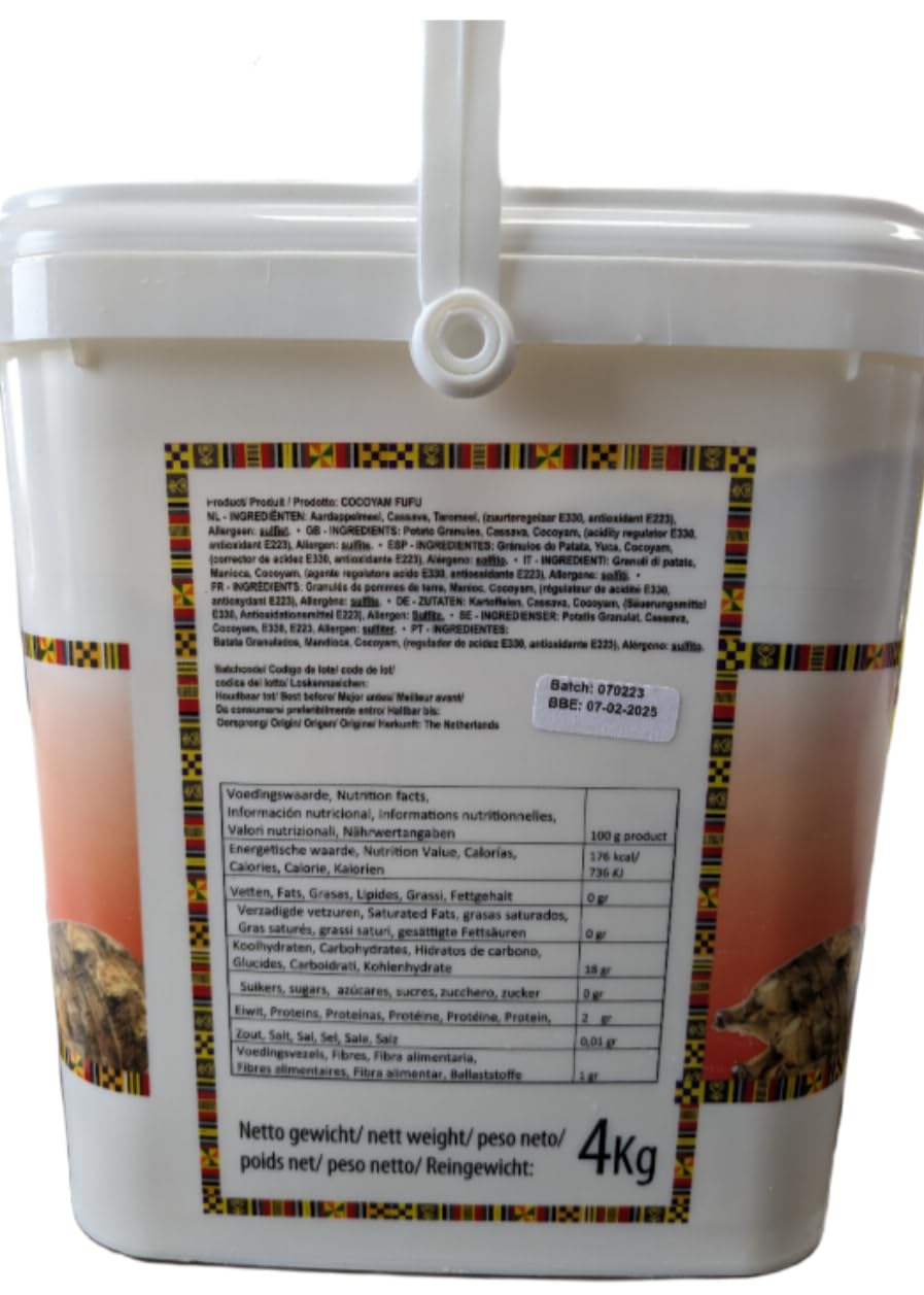 Cocoyam Fufu Flour African Mix Cubo de 8.8 libras  Auténtica harina de ufu de alta calidad con coco real  100% natural por African Beauty