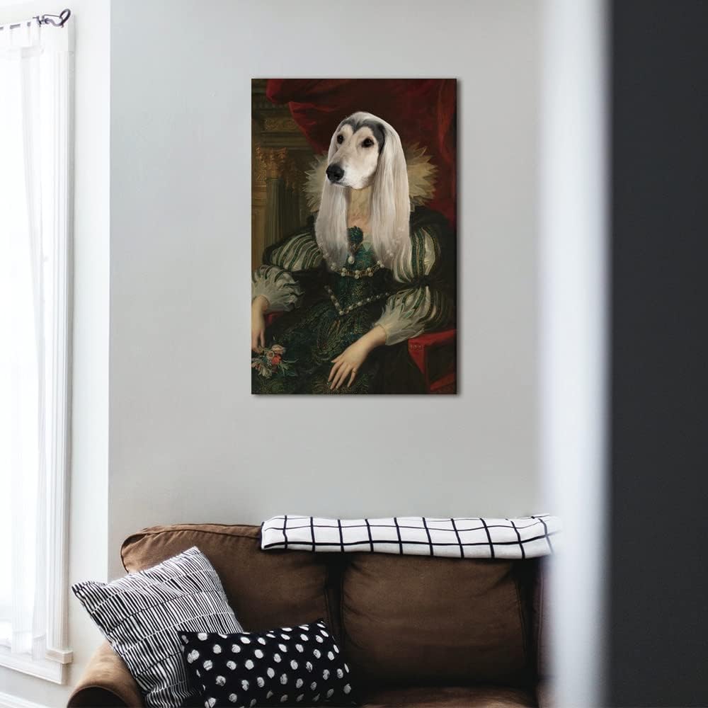 YUNBABA Lienzo personalizado impreso retrato real personalizado de la foto renacentista de mascotas, pintura al óleo vintage, arte de reina, retrato