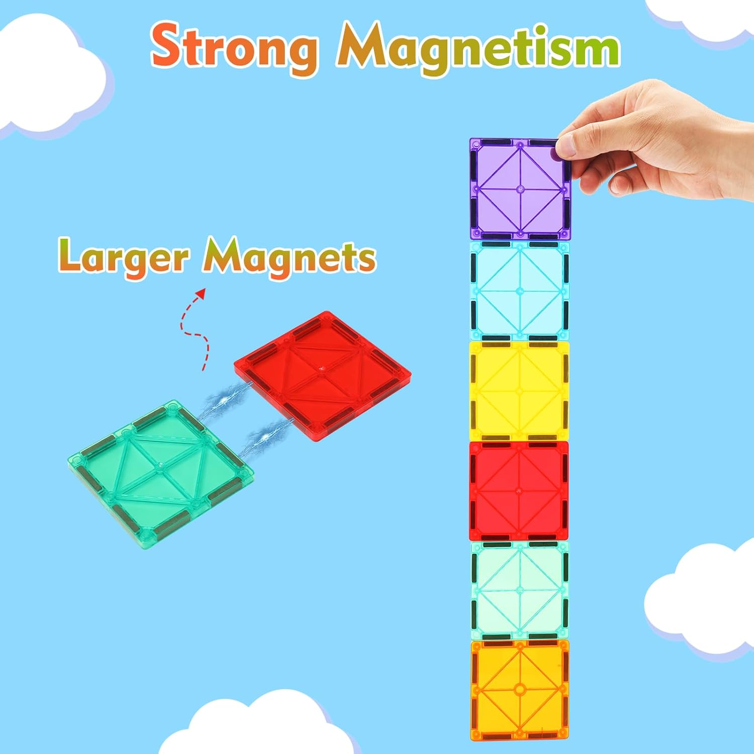 Azulejos magnéticos, juego de 42 piezas de azulejos magnéticos, juego de juguetes magnéticos para niños y niñas, juguete Montessori de aprendizaje