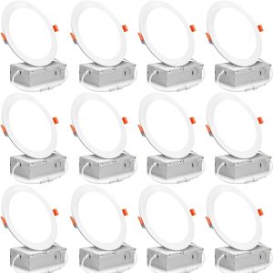 Paquete de 12 luces empotrables LED empotrables de 6 pulgadas con caja de conexiones, luz empotrada de brillo de 1050 lm, 12 W 110 W Eqv, luces Paquete de 12 luces empotrables LED empotrables de 6 pulgadas con caja de conexiones, luz empotrada de brillo de 1050 lm, 12 W 110 W Eqv, luces