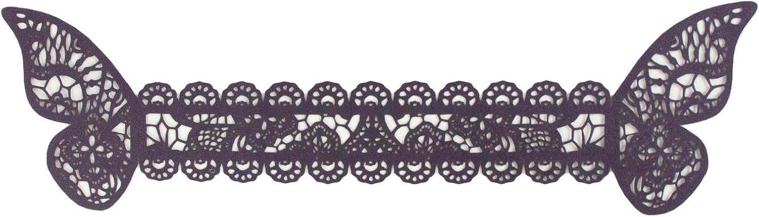 Efavormart – Paquete de 12 servilleteros de papel con diseño de mariposa de corte láser, lazos para silla, soportes para servilletas