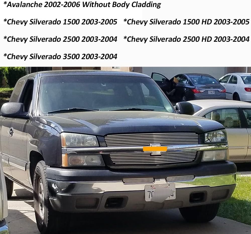 Combo de inserto de rejilla para Chevy Silverado 15002003-2004 25003500 Chrome Billet Grill 4 piezas parachoques superior inferior