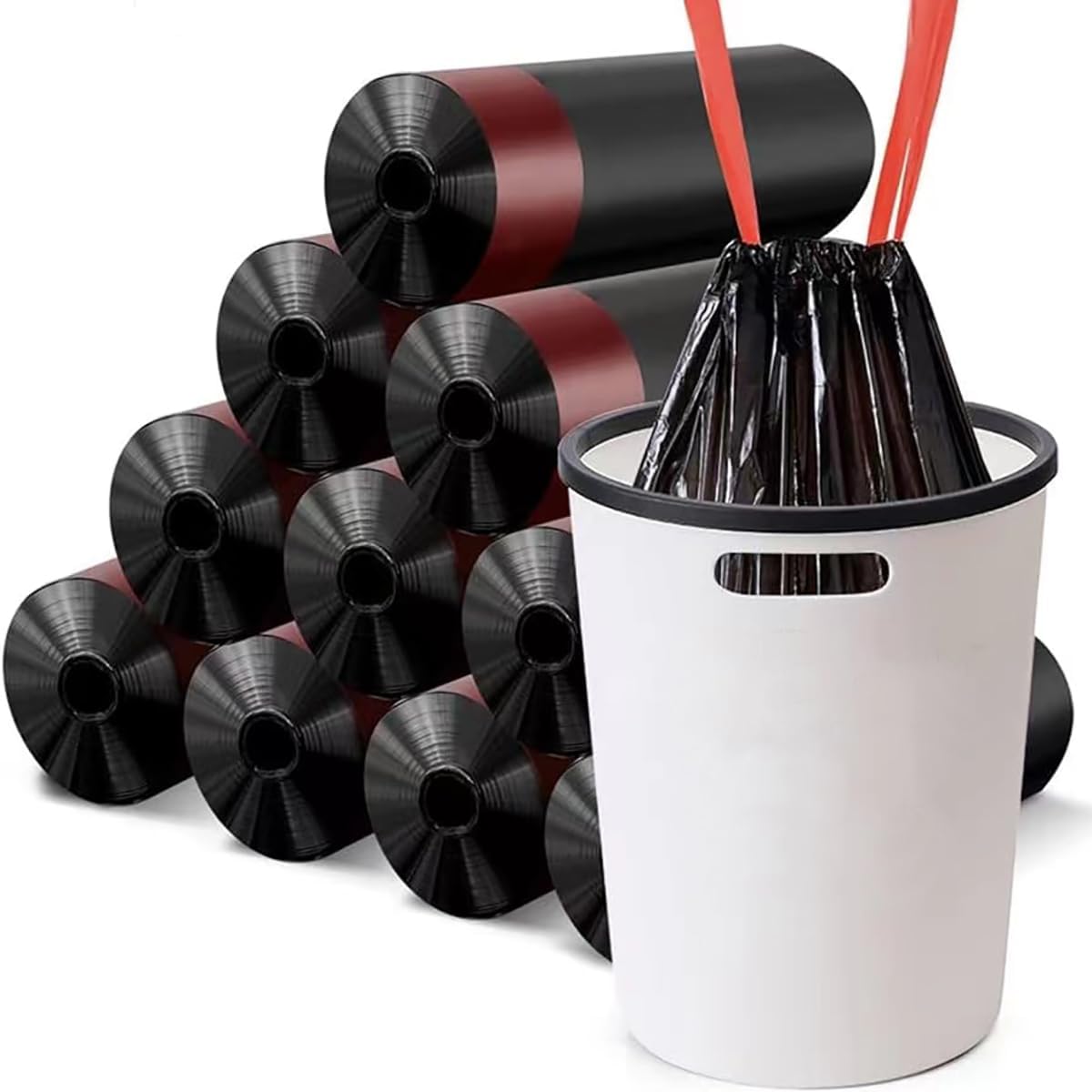 Tusuge – Bolsas de basura negras de 6 galones, bolsas de basura sin desgarro, para uso doméstico, sin perfume, 60 unidades