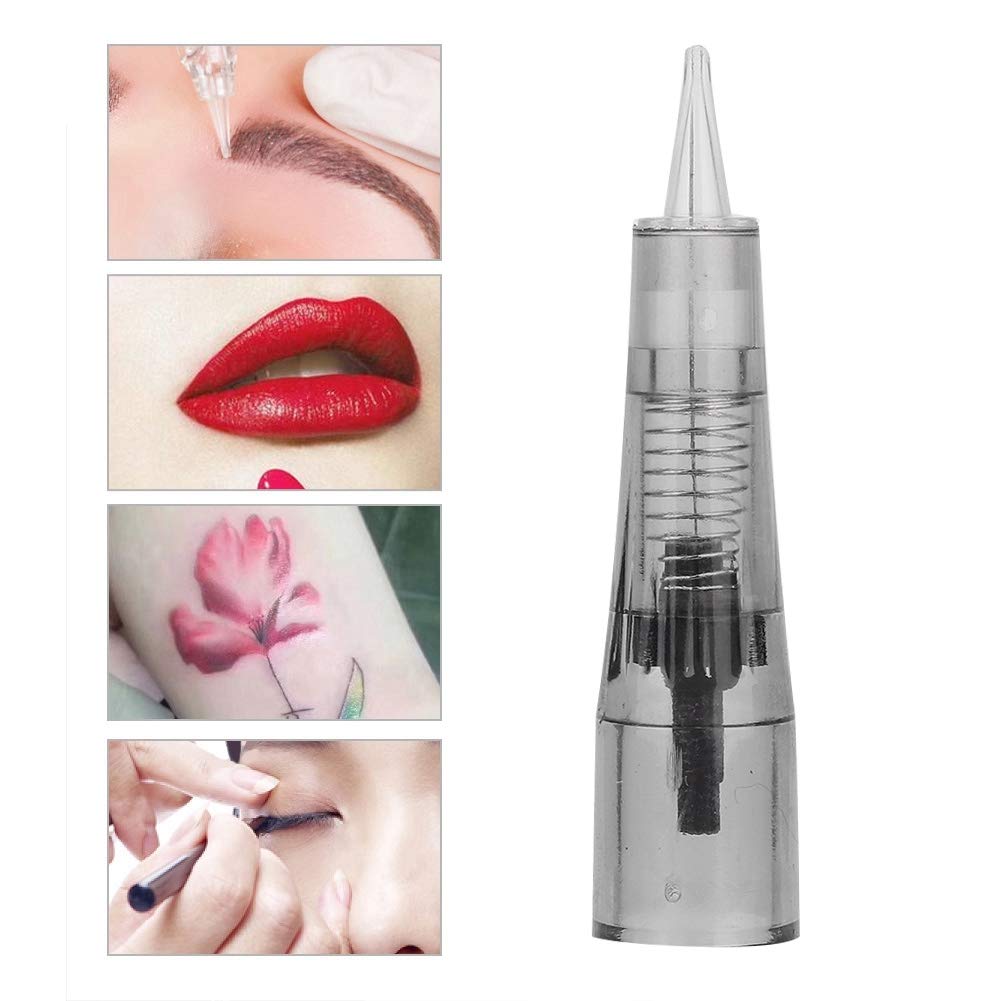 Cartuchos de aguja de tatuaje de cejas, paquete de 10 agujas de microblading sin dolor para maquillaje de cejas y labios, MTS Beauty (0.010 in)