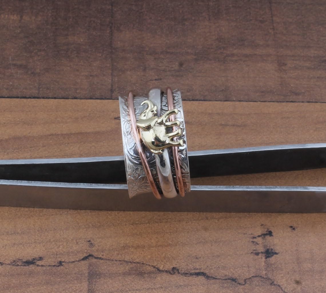 Elephant Spinner Ring, Fidget Anxiety Ring, Sterling Silver Ring Women, Meditation Spinner Ring, Elephant Band Ring, Boho Jewelry For Gift
