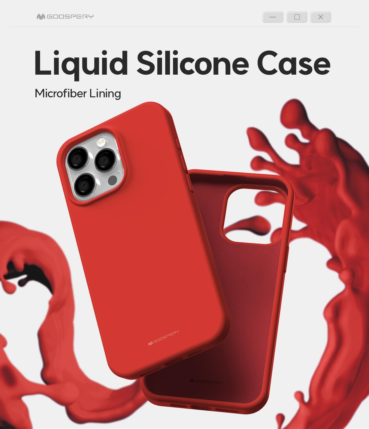 GOOSPERY Funda de silicona líquida compatible con iPhone 15 Pro Max, protección de cuerpo completo suave y sedosa, a prueba de golpes, con forro de